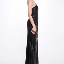 Marchesa Notte Ruched Lamé Gown