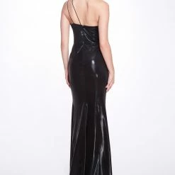 Marchesa Notte Ruched Lamé Gown