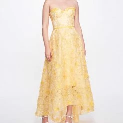 Marchesa Notte Strapless Organza Gown