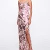 Marchesa Notte Sequined Gown With Front Side Slit New Arrivals