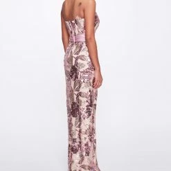 Marchesa Notte Sequined Gown With Front Side Slit New Arrivals
