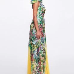 Marchesa Notte Pleated Chiffon Gown New Arrivals