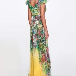 Marchesa Notte Pleated Chiffon Gown New Arrivals