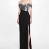 Marchesa Notte New Arrivals Off The Shoulder High Slit Gown