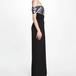 Marchesa Notte New Arrivals Off The Shoulder High Slit Gown
