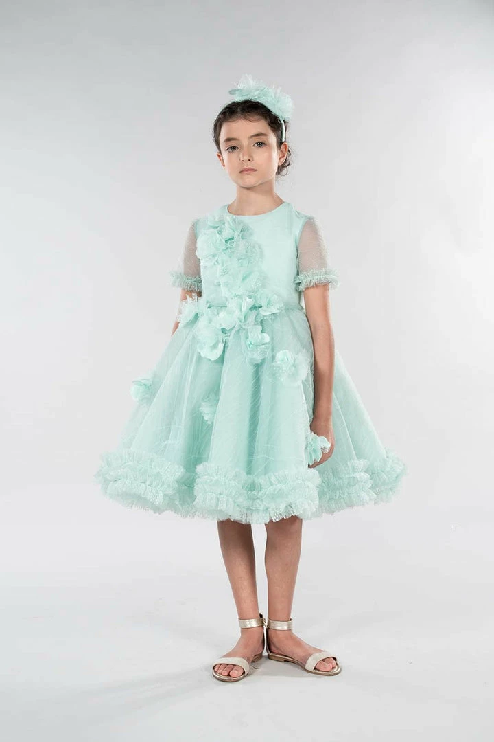 Marchesa Kids Flower Embellished Crinkled Tulle Dress The Flower Girl