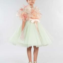 Marchesa Kids Puff Sleeve Tulle Gown