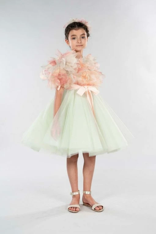 Marchesa Kids Puff Sleeve Tulle Gown