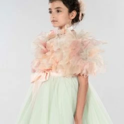 Marchesa Kids Puff Sleeve Tulle Gown