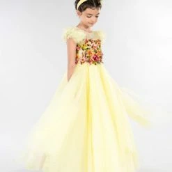 Marchesa Kids The Flower Girl Tulle Gown With Multicolor Flower Embroidery