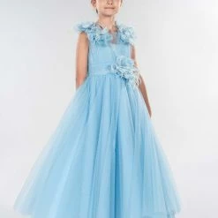 Marchesa Kids The Flower Girl Flower Embellished Draped Tulle Gown