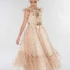 Marchesa Kids Crystal Embellished Polka Dot Tulle Gown