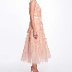 Marchesa Notte Tulle V-neck A-line Cocktail