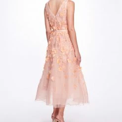Marchesa Notte Tulle V-neck A-line Cocktail