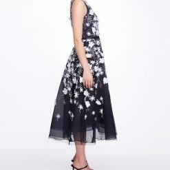 Marchesa Notte Tulle V-neck A-line Cocktail