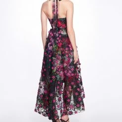 Marchesa Notte Tulle Halter Hi-lo Gown