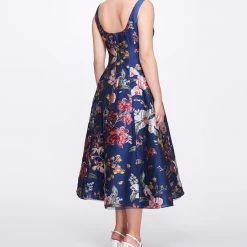 Marchesa Notte New Arrivals Sleeveless Floral Fils Coupe Tea-length Gown