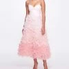 Marchesa Notte New Arrivals Ombré Textured Tulle Tea-Length Gown