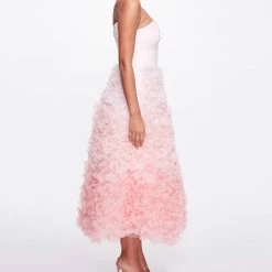 Marchesa Notte New Arrivals Ombré Textured Tulle Tea-Length Gown