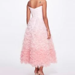 Marchesa Notte New Arrivals Ombré Textured Tulle Tea-Length Gown