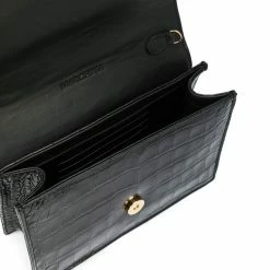 Marchesa Handbags Textured Leather Quartz Crystal Handbag