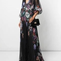 Marchesa Handbags Textured Leather Quartz Crystal Handbag