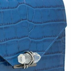 Marchesa Handbags Textured Leather Quartz Crystal Handbag