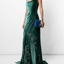 Marchesa Handbags Textured Leather Quartz Crystal Handbag