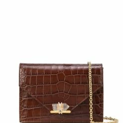Marchesa Handbags Textured Leather Quartz Crystal Handbag