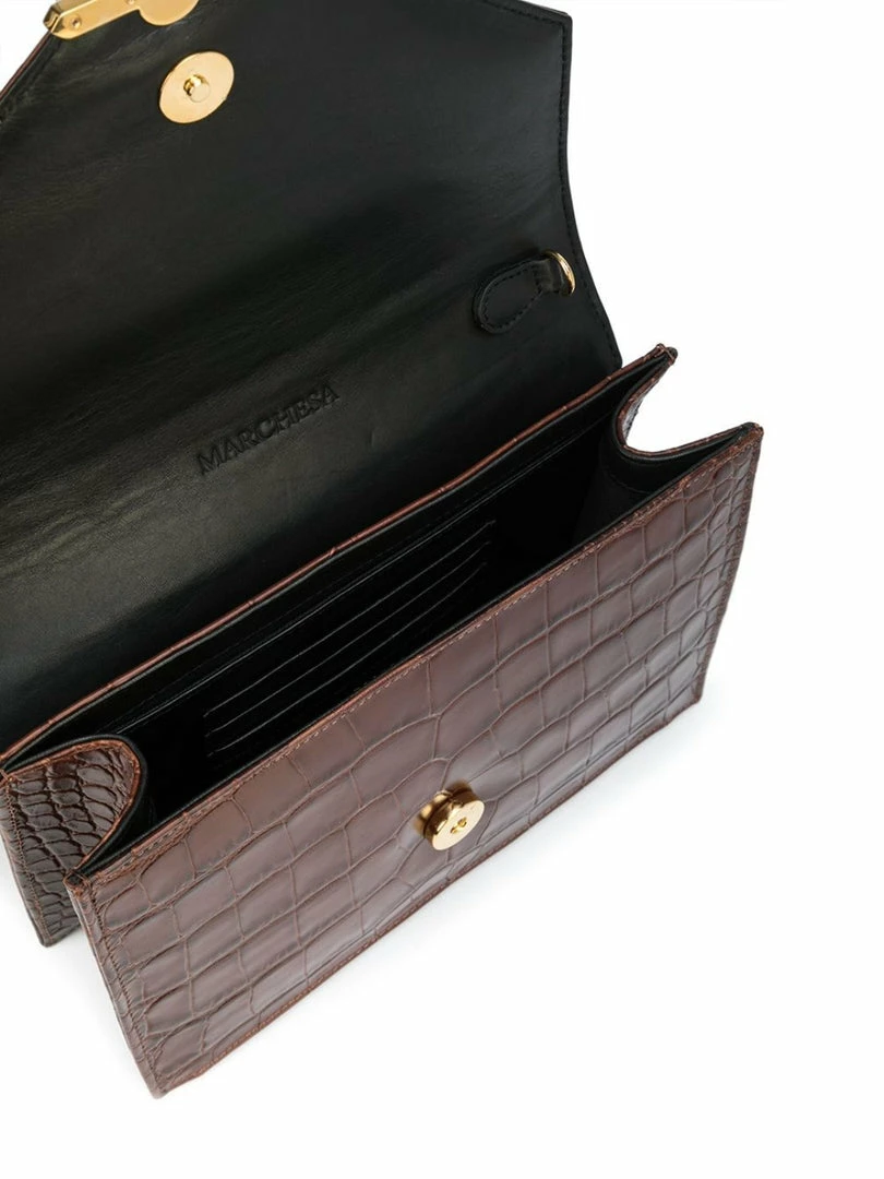 Marchesa Handbags Textured Leather Quartz Crystal Handbag