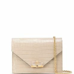 Marchesa Handbags Textured Leather Quartz Crystal Handbag