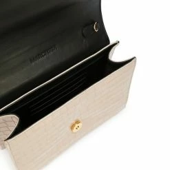 Marchesa Handbags Textured Leather Quartz Crystal Handbag