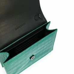 Marchesa Handbags Textured Leather Quartz Crystal Handbag