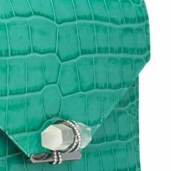 Marchesa Handbags Textured Leather Quartz Crystal Handbag