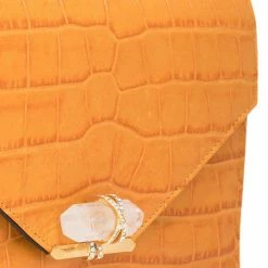 Marchesa Handbags Textured Leather Quartz Crystal Handbag