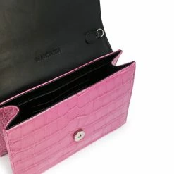 Marchesa Handbags Textured Leather Quartz Crystal Handbag