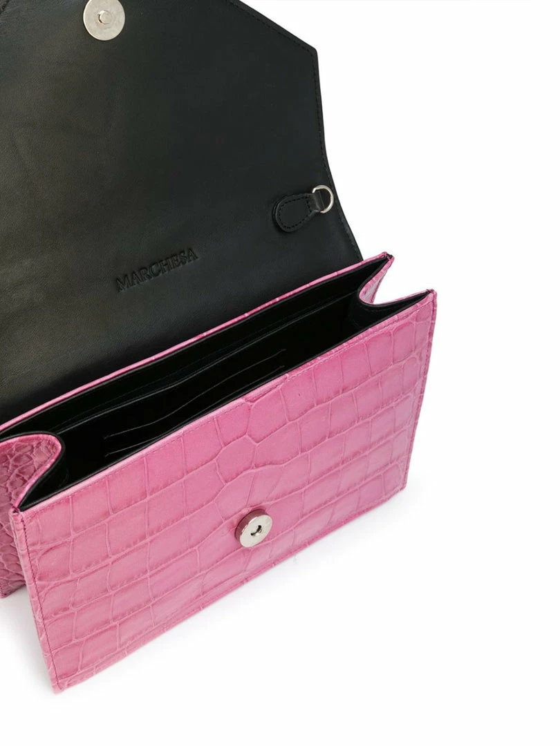 Marchesa Handbags Textured Leather Quartz Crystal Handbag