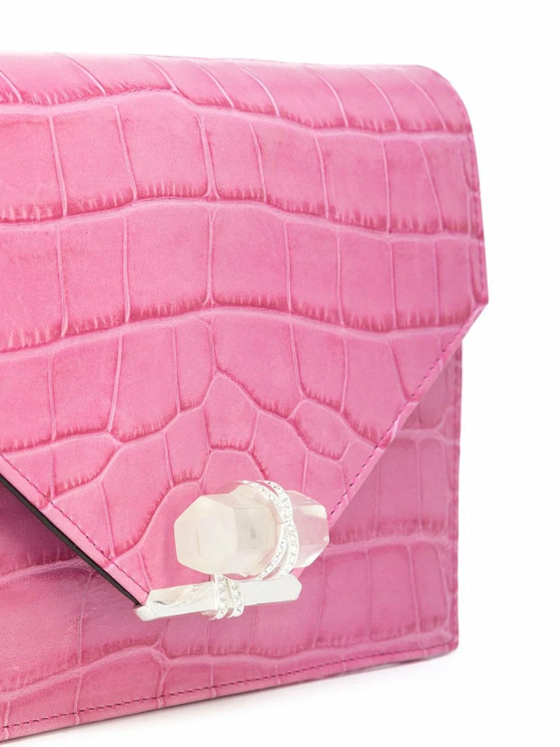 Marchesa Handbags Textured Leather Quartz Crystal Handbag