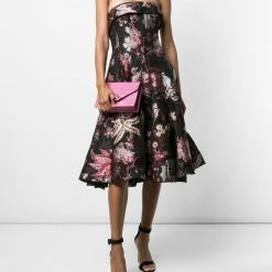 Marchesa Handbags Textured Leather Quartz Crystal Handbag