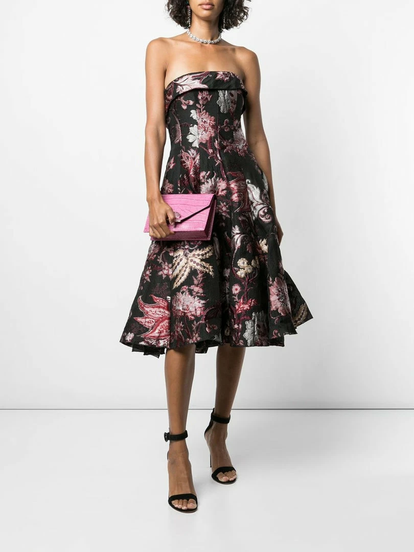 Marchesa Handbags Textured Leather Quartz Crystal Handbag