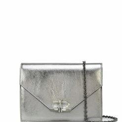 Marchesa Handbags Textured Leather Quartz Crystal Handbag