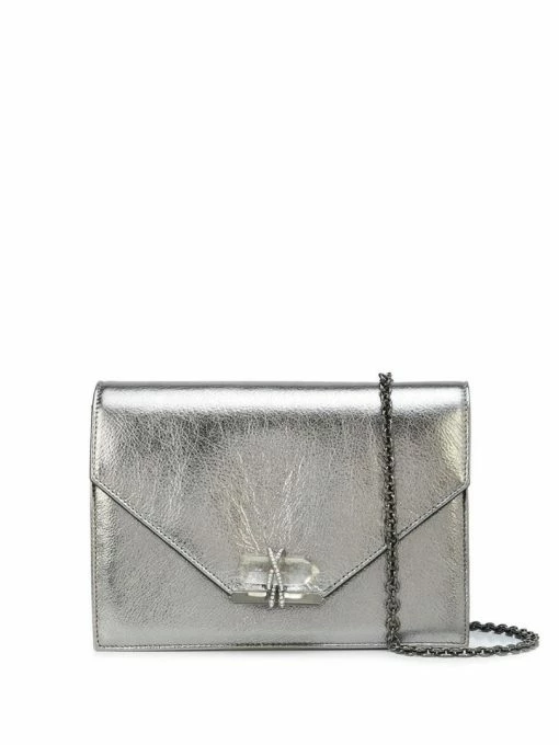 Marchesa Handbags Textured Leather Quartz Crystal Handbag