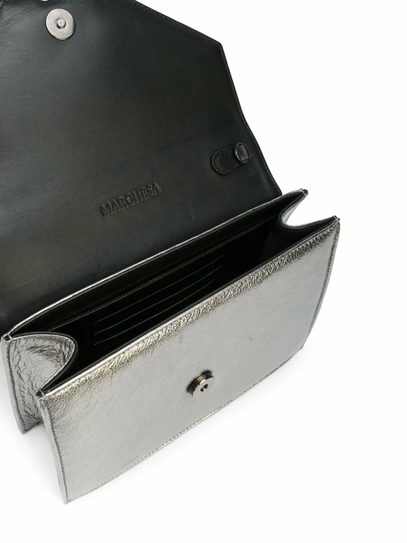 Marchesa Handbags Textured Leather Quartz Crystal Handbag