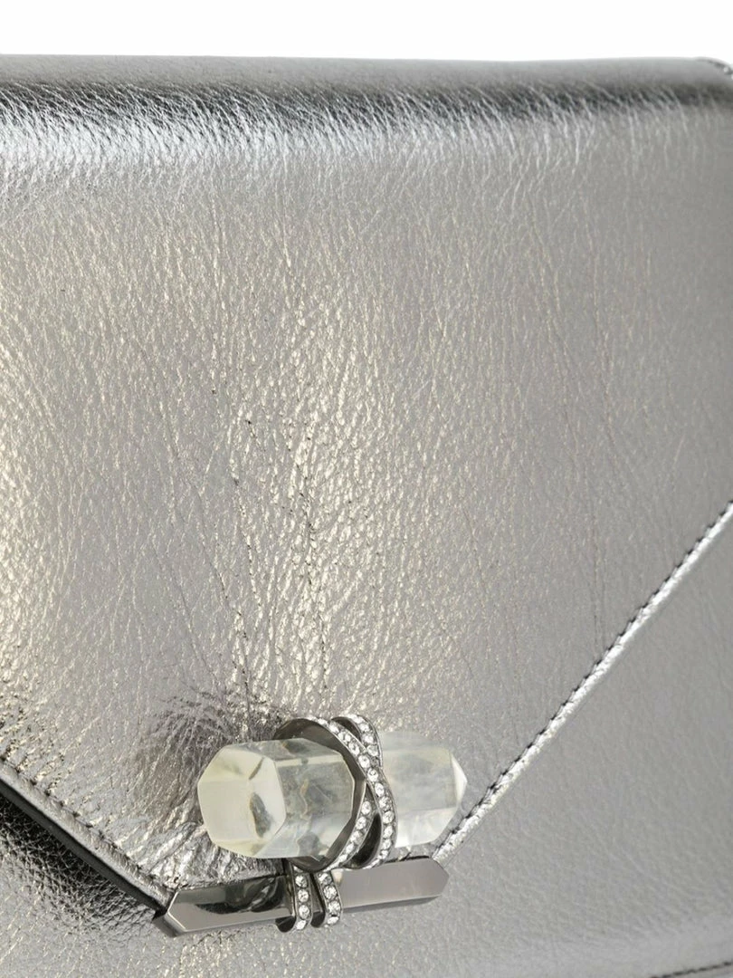 Marchesa Handbags Textured Leather Quartz Crystal Handbag