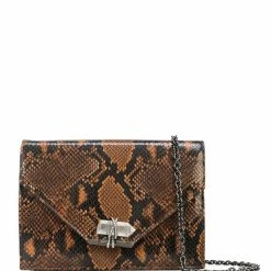 Marchesa Handbags Faux Snakeskin Quartz Crystal Handbag