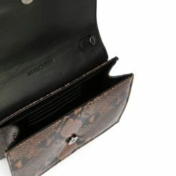 Marchesa Handbags Faux Snakeskin Quartz Crystal Handbag