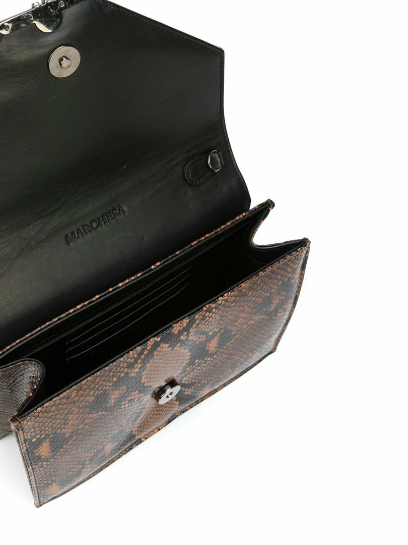 Marchesa Handbags Faux Snakeskin Quartz Crystal Handbag