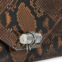 Marchesa Handbags Faux Snakeskin Quartz Crystal Handbag