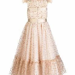 Marchesa Kids Crystal Embellished Polka Dot Tulle Gown