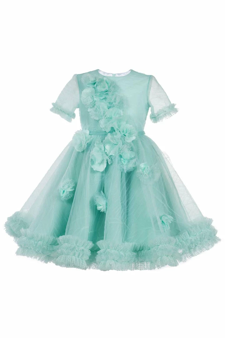 Marchesa Kids Flower Embellished Crinkled Tulle Dress The Flower Girl